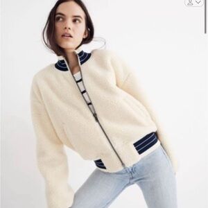 Madewell Navy and Cream Knit Cardigan